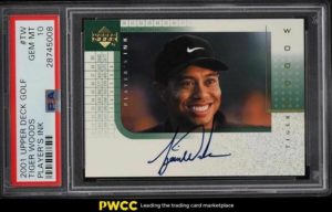 2001 Tiger Woods SP Authentic Sign of the Times Red #TW Signed Rookie Card /274