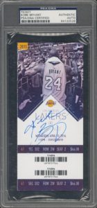 2016 Kobe Bryant SIgned Final Career Game Full Ticket